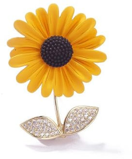 Prosy cute Sunflower Love broche Golden PARTY DRESS Cristal Strass broche Élégante collier femmes et filles accessoires (A)