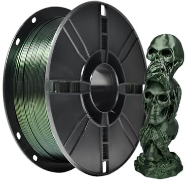 iBOSS PLA Farbwechsel 3D-Drucker Filament 1,75mm, Chamäleon PLA Filament 1,75 mit Sparkle-Pulver, 1kg Spule (2,2 lbs) für FDM 3D Drucker (Chamäleon Grün+Gold)