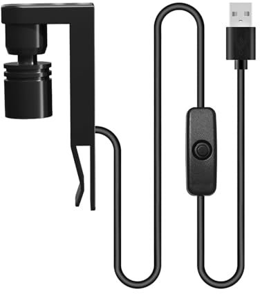 Mini Aquarium Light Clip, 2W USB Fish Tank Clip Clamp,360°Rotation Lighting for Small Fish Tank, Freshwater Tank, Planted Tank,Thickness Within 0.8mm/0.3