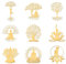 OLYCRAFT 9 Stück 4x4cm Baum Des Lebens Metallaufkleber Yoga Lotus Selbstklebende Goldene Aufkleber Buddha Baum Metallgoldaufkleber Für Sammelalben DIY Harz Handwerk Telefon Wasserflasche Dekor