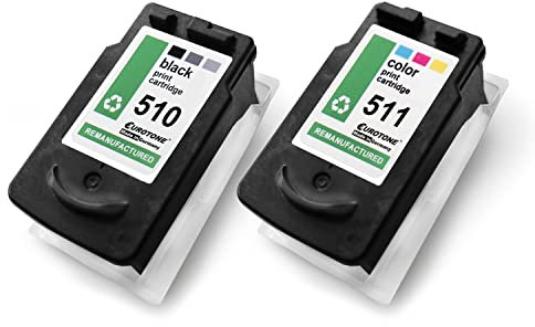 Eurotone PG510 CL511 Multipack Patronen kompatibel für Canon IP 2700 MP 230 MP 252 MP 495 MX 360 MP250 ersetzt PG-510 CL-511 [Mulitset Black and Color]