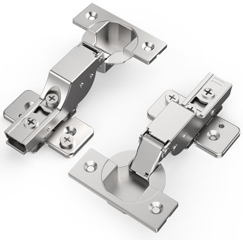 Chibery 20 Stück rahmenlose Scharniere mit sanftem Schließen, verdeckte Scharniere, satiniertes Nickel, selbstschließend, 105° offener Winkel, 3D-Einstellung, Stopp 85 & 105 Grad, zum Anklippen,
