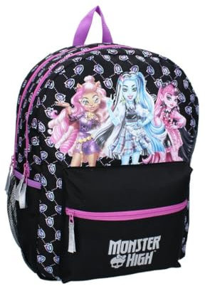 mybagstory - Mochila para niña - Monster High - Niño - Escuela - Primaria - Talla 43 cm - Tirantes ajustables - Idea de regalo, Monster High - Morado/Negro, Enfant