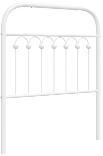 vidaXL Ersatz-Kopfteil, Bettkopfteil mit Metallbeine, Betthaupt für Bett Metallbett Einzelbett, Bettrückwand Bettzubehör Schlafzimmer, Weiß 75cm Metall