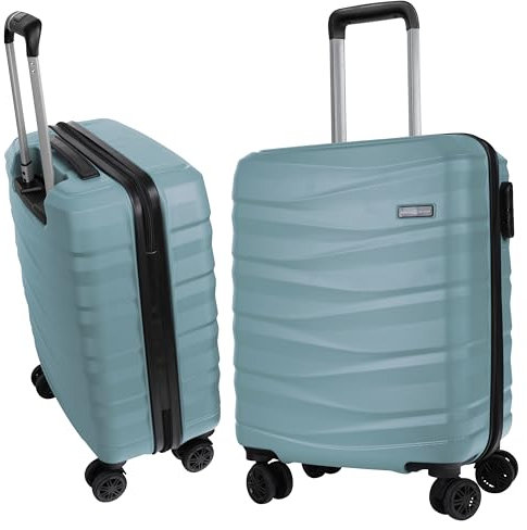 HANSEKOFFER Hartschalenkoffer groß · Koffer XL · Reisekoffer mit Rollen · Trolley mit Teleskopgriff · Leicht · Rollkoffer mit Zahlenschloss · Petrolgrün