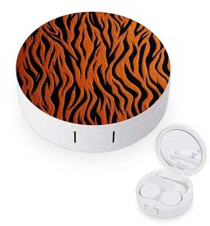LFDSYEOQ Contact Lens Tiger Stripes Orange Case Portable Travel Contact Lens Box Contact Lens Storage Box