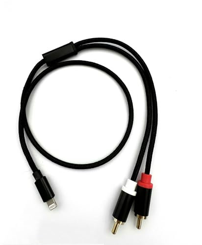 Qczhiwen RCA Aux Cable for iPhone, 2-Male RCA to IOS Adapter, iPhone to Aux Cable, Audio Stereo Aux Cord Compatible with iPhone iPad iPod Touch for Home, Car and Speakers Amplifier (0.6M)