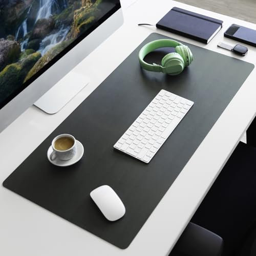 Floordirekt Schreibtischunterlage aus Kunstleder - Schreibtisch Unterlagenmatte, Tischauflage für Büro und Schule, Mousepad Schreibunterlage, Schreibtischmatte Nero (Dunkelgrau, 60 x 35 cm)