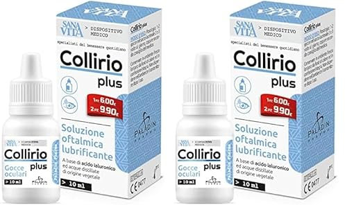 Sanavita - Collirio Plus, 0.4% di Acido Ialuronico Flaconcino pluridose 10ml (Confezione da 2)
