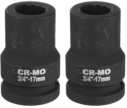 sourcing map 2 llaves de vaso de impacto de 12 puntos de 17 mm métricas de eje de eje de 17 mm, llave de destornillador para reparación de automóviles, fácil extracción