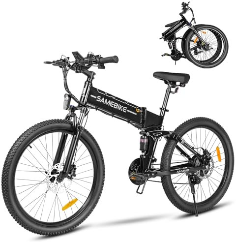 SAMEBIKE LO26 E-Bike 26 faltbares Elektrofahrrad mit abschließbarer Federgabel, 48V 14Ah Lithium-Akku Reichweite bis zu 100 km mit 21 Gangschaltung Elektro-Mountainbike
