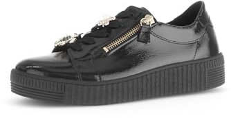 Gabor Damen Low-Top Sneaker, Frauen Halbschuhe,schnürschuhe,schnürer,straßenschuhe,Strassenschuhe,Sportschuhe,schwarz (Gold),41 EU / 7.5 UK