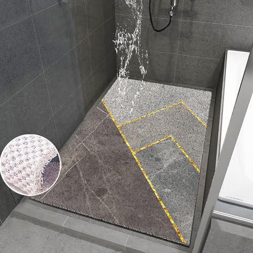 Pevfeciy Tappetino doccia palestra 50x100 cm Modello in marmo Tappeto antiscivolo doccia Alta permeabilità Tappetino doccia antiscivolo PVC morbido e confortevole