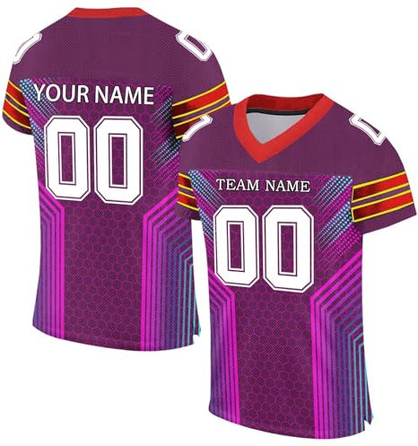 YSFWL Personalisiertes American FootballTrikot Personalized Printed Team Name & Number Custom Football Jersey Sporttrikot für Männer Frauen Jugend Unisex Schnelltrocknend Atmungsaktiv Tshirts(#A 8)