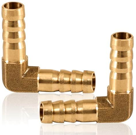 2 Stück L Stück Schlauchverbinder, 8mm Messing 90° Winkelrohrverbinder | 2 Wege L förmiger Winkel Schlauchanschluss, 8mm Widerhaken für Winkelrohrverbinder, für Luft, Wasser, Kraftstoff, Öl