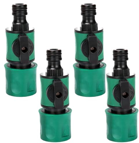 DITK-U 4 Stück Gartenschlauch Kupplung Schnellkupplung Extender Gartenschlauch Verbinder mit Absperrventil für 1/2 Zoll Garten und Haus Wasserhahn Wasserschläuche Schnellverbinder