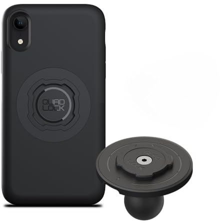 QUAD LOCK 1-Kugel-Top-Cap-Handyhalterungs-Kit mit MAG-Handyhülle und MAG-Wireless-Ladekopf für iPhone XR, kompatibel mit RAM-1-Kugelgelenkarmen für Auto, LKW oder Wohnmobil.