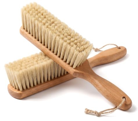 LSGZJZY Woooden Dust Brush, Hand Broom Bench Brush, with Long Wood Handle Whisk Broom Soft Bristle Brush for Car Fireplace Clothes Counter Sofa Bed Household Cleaning, 2 Pieces