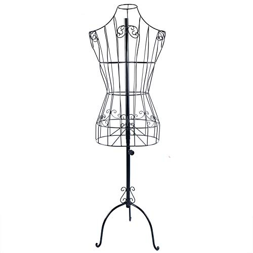 WINZING Schneiderpuppe Kleiderständer Metall, Vintage Büste, Schwarz | Stabile Kleiderfigur Für Boutiquen & Ateliers, Dekorative Modebüste, Schulterstütze, Elegant & Robust