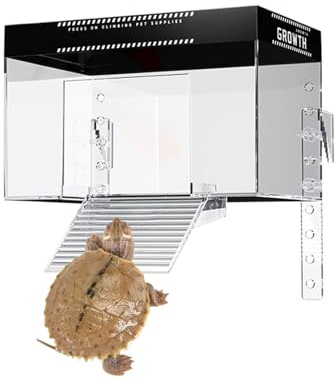 TyCylKu Schildkröten Sonneninsel Aquarium, 20x14x14cm Wasser Schildkröten Aquarium Plattform, Schildkrötenhaus Sonneninsel, Wasserschildkröten Aquariume Mit Abdeckung Für Reptilien Und Amphibien