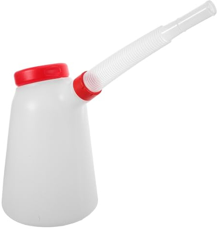 CALLARON Bidon Plastique Rouge 5l avec Bec Verseur Long Gradué, Distributeur D’Huile Moteur Précis pour Vidange Voiture, Bateau et Moto, Récipient Doseur Léger et Polyvalent Réutilisable