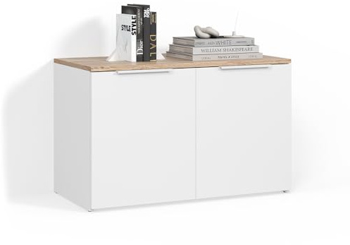 Livinity Kommode Piave Weiß/Sonoma | mit 2 Türen