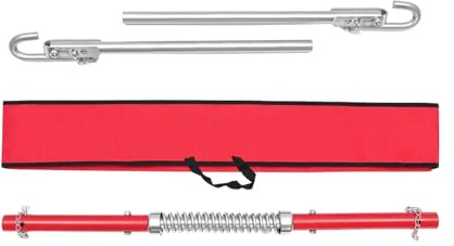 ZHINELY Abschleppstange 3T, 3-Teilige Abschleppstange mit Federpuffer 3000Kg 2.5Mm Stahlrohr, Sicherheits-Abschleppstange Rot mit Tragetasche für Pkw SUV Limousine (3 Tonnen)