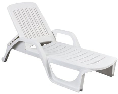 Decor Space Lettino in resina Bianco impilabile Zanzibar da Mare e Piscina 190 cm (Confezione da 1 pezzo)