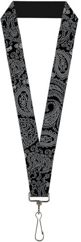 Buckle-Down Umhängeband – Bandana/Totenkopf, Schwarz/Silber