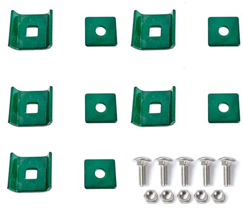 5er Set Verbinder für Doppelstabmatten-Zaun aus grün (RAL 6005) pulverbeschichtetem Stahl zum Verbinden von 6/5/6 mm Stabmatten | Gittermatten-Verbinder | Matten-Verbinder