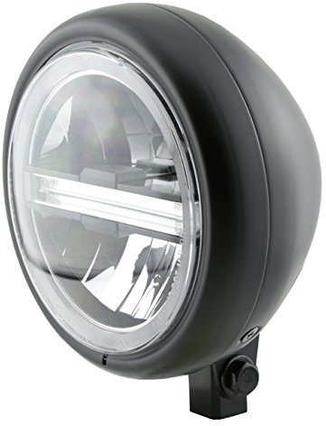 HIGHSIDER Pecos Typ 6 Motorrad 5 3/4 Zoll LED-Scheinwerfer mit TFL, E- geprüft (Schwarz)