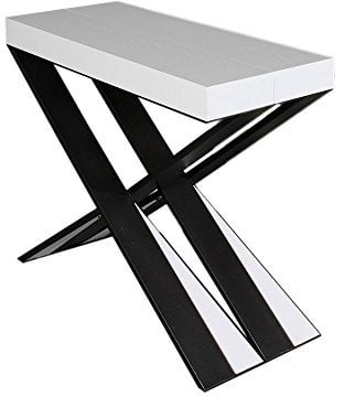 Itamoby Diago Console Extensible jusqu'à 3 m, Panneaux de mélaminé, Blanc frêne/Anthracite, L.90 x P.40 x H.77 cm
