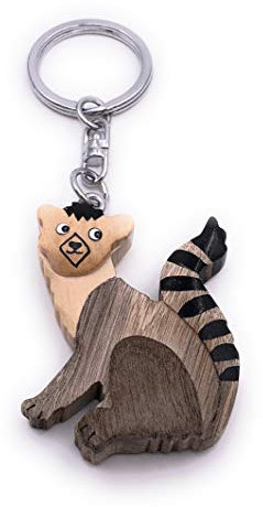 H-Customs Lemu Affe Figur Holz Edel Handmade Schlüsselanhänger Anhänger