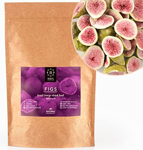 BRIX Fichi Liofilizzati | 100% Fico Essiccato Naturale 95 g | Frutta Disidratata con Fantastico Sapore | Non-OGM, Senza Glutine, Vegano e Vitamine Preservate