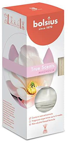 BOLSIUS Stimmungen und echte Düfte Schilf-Diffusor, Magnolie, 45 ml, Glas Duftöl, farblos, Einheitsgröße