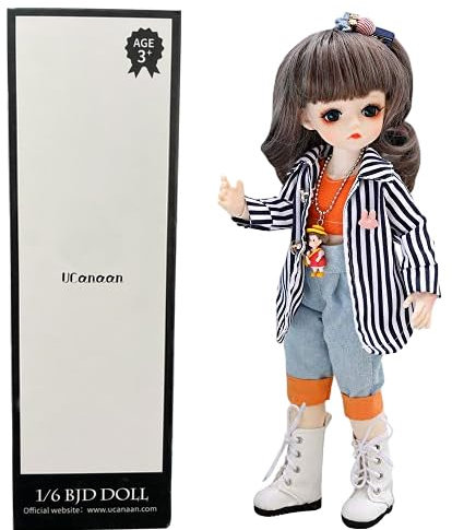 UCanaan BJD Puppe,1/6 SD Puppen 12 Inch 31 Ball Gelenkpuppe DIY Spielzeuge mit Full Set Kleidung Schuhe Perücke Kosmetik, Mädchen-Jing Ning