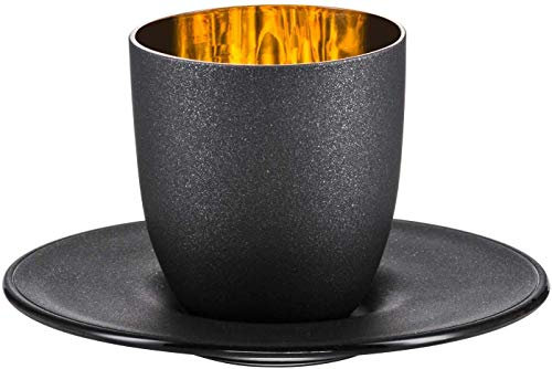 EISCH Cosmo Schwarz/Gold Glas Espressotasse mit Untertasse