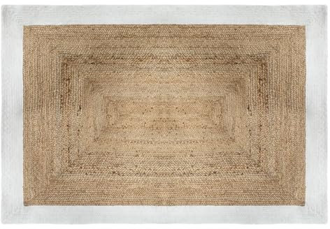 Atmosphera - Juteteppich mit weißem Rand 120 × 170 cm - Weiß