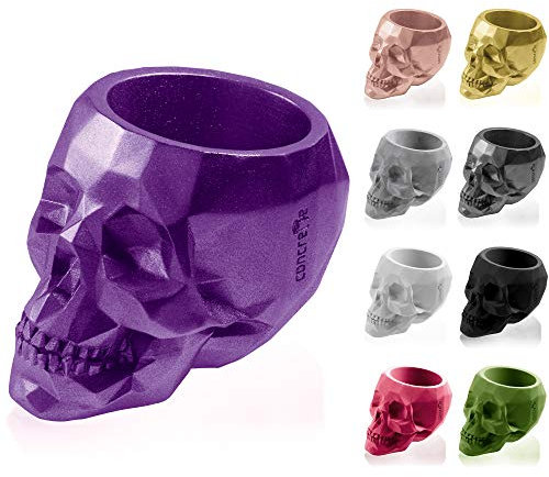 CONCRETTE Pot de Fleurs en Ciment, Cache-Pot en béton Crâne Low-Poly Ø 7,6 cm Violet métallique/Violet métallique