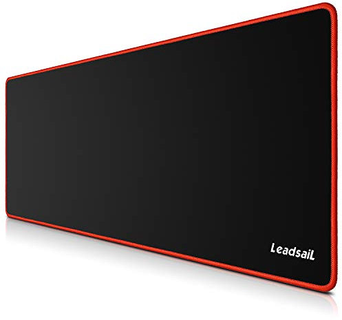LeadsaiL Gaming Mauspad Groß (800 x 300 x 4mm) XXL Maus & Tastatur Mousepad, Antiwasser, Premium-texturiertes, rutschfeste Gummierte Unterseite Matte für Computer PC Professionelle Gamer - Rot