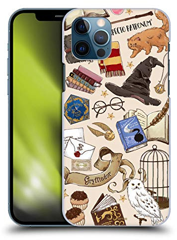 Head Case Designs Officially Licensed Harry Potter Hogwarts Pattern Deathly Hallows XXXVII Hard Back Case Compatible With Apple iPhone 12 / iPhone 12 Pro