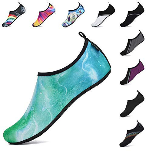 SAGUARO Badeschuhe Damen Wasserschuhe Herren Atmungsaktiv Strandschuhe für Yoga Aquaschuhe Frauen Surfschuhe Männer Sommer Strand Garten Wassersport Surfen Beach Aquagrün 38/39 EU