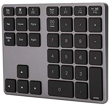 Sxhlseller Teclado Numérico Inalámbrico 35 Teclas Bluetooth 5.0 Teclado Ultrafino Recargable para Computadora Portátil de Escritorio PC Portátil(Plata)