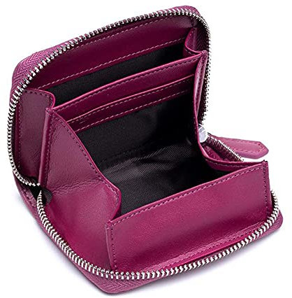 AprinCtempsD RFID Blocage Portefeuille Petit Femme en Cuir Véritable Porte-Monnaie Mini Homme Porte-Carte Fille avec Zipper (Violet)
