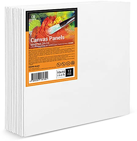ESENG® Malkarton, 100% Baumwolle, 3mm dick (25.4x25.4 cm | 10x10 Zoll, 12 Stück)