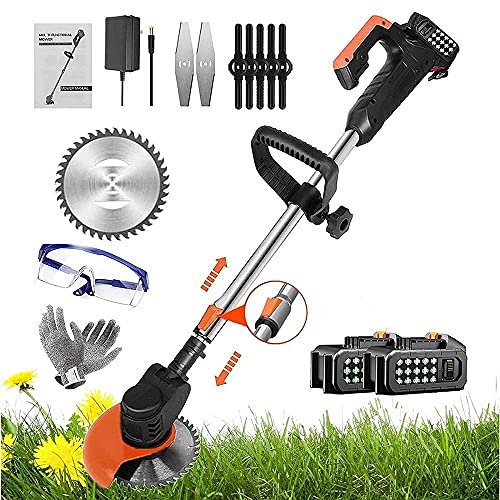 Lightweight String Trimmer with Cutting Blade, Powerful Electric Strimmer Cordless, Grass Trimmer Electric Cordless with 36V 2 Lithium-Ion Battery 3-in-1 Cordless Strimmer