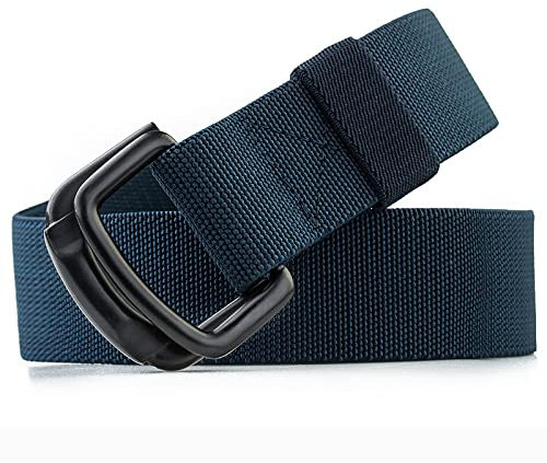 TENINE Unisex Leinwand Gürtel, Elastischer Stoffgürtel Stretchgürtel Militär Gurtband Nylon Gürtel für Damen Herren Taktischer Gürtel Metallschnalle mit Doppel D-ringe Schnalle