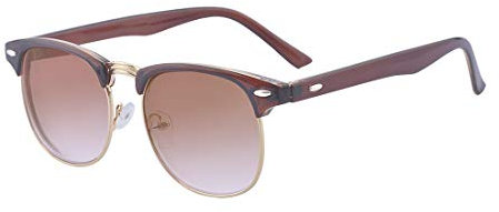 Kelens Kurzsichtigkeit Brille Halbrahmen Computerbrille Retro Myopie Nerdbrille Klare Linsen Fernbrille Mit Dioptrien -1.0 bis -4.0 (Braun, -2.00)