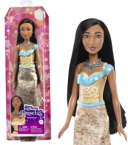 Mattel Disney Princess Pocahontas Muñeca princesa con pelo largo, juguete +3 años (HLW07)
