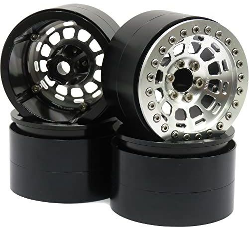 hobbysoul 4 Stück Breite 1,57Zoll (40mm) 2,2 Beadlock Räder 122g/Felge, 2,2 Räder Silberne Felgen Für RC Crawler Redcat Gen8 Everest/Axial SCX10 Capra Wraith RBX10 Ryft/Traxxas AMG 6x6 TRX4
